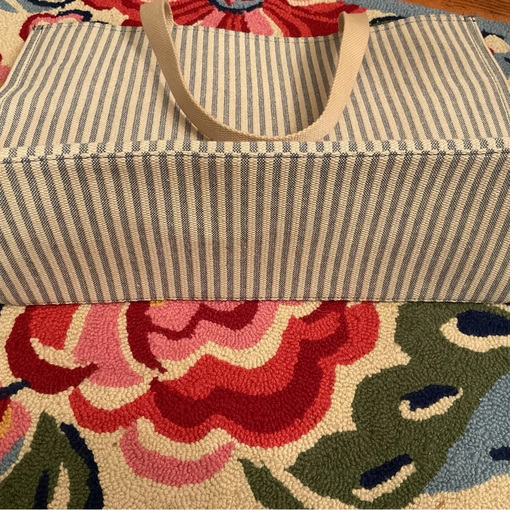 NWOT Spartina 449 Coastal Blue & White Striped Canvas Tote with Mermaid Charm